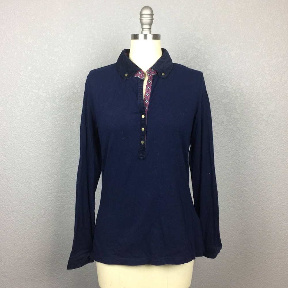•Cortefiel• Navy Collared Top